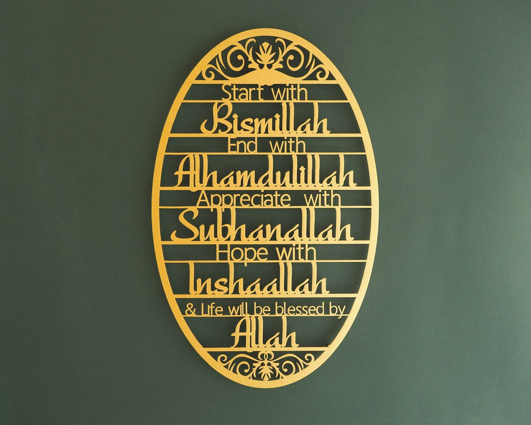 Start With Bismillah Islamic Metal Wall Art